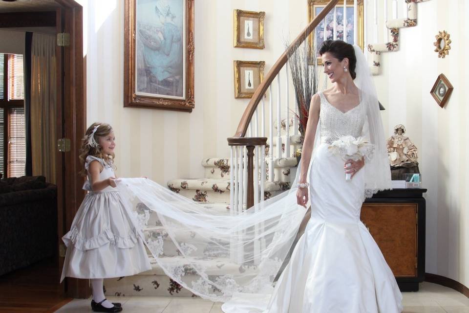 The bride and a flower girl