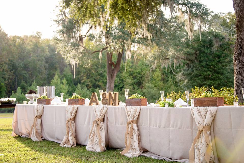 Outdoor wedding reception