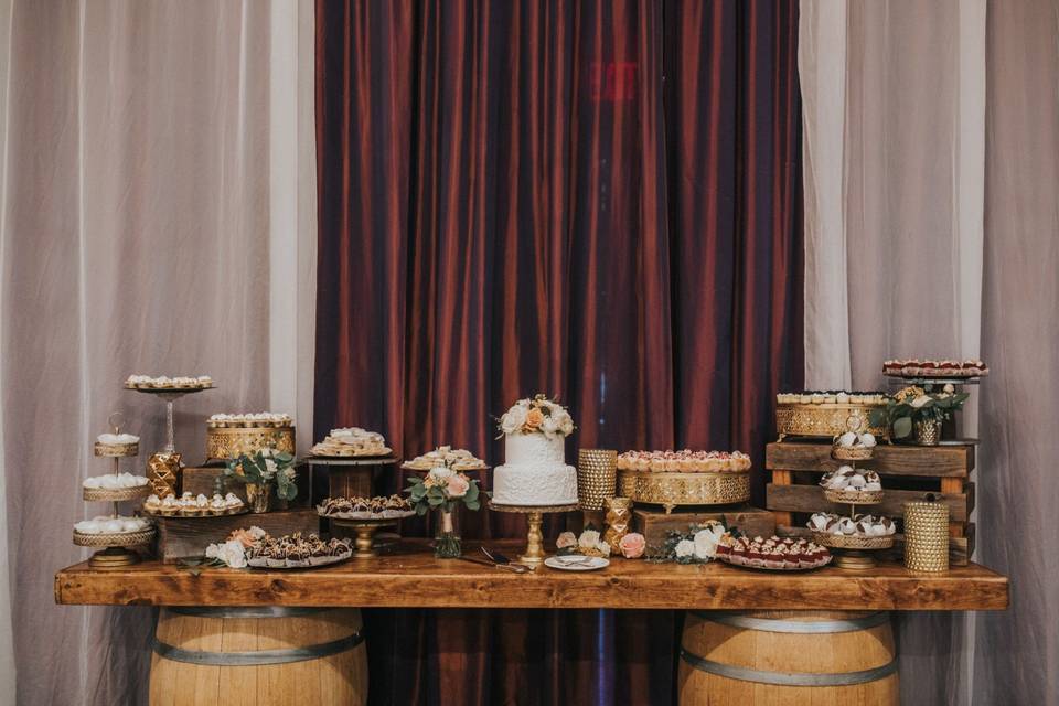 The desserts display