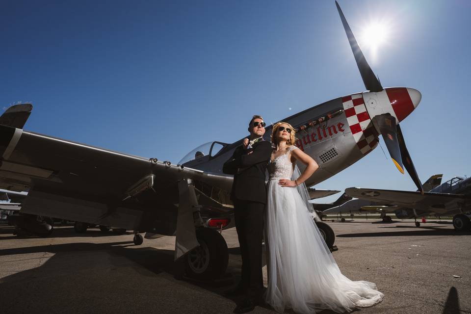 Airfield Wedding Portrait
