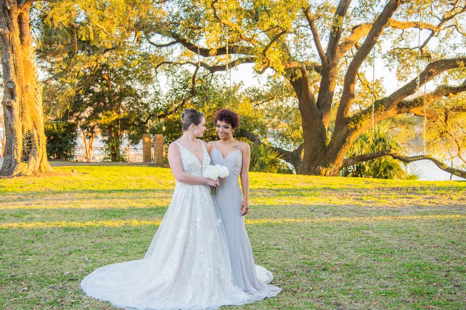 A bride & her bridesmaid