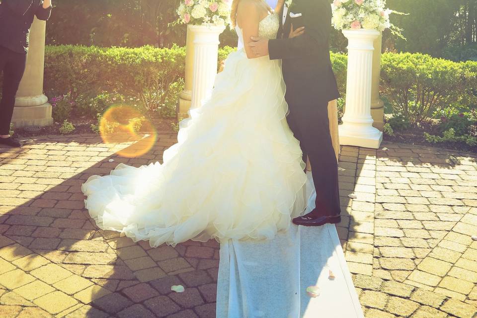 Newlyweds in a sunbeam