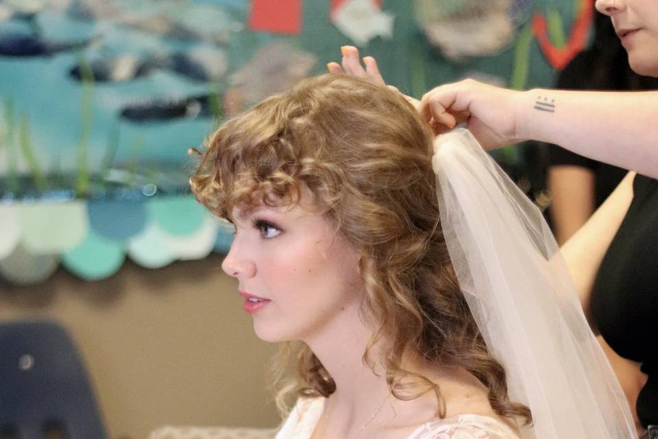 Bride's hair and makeup