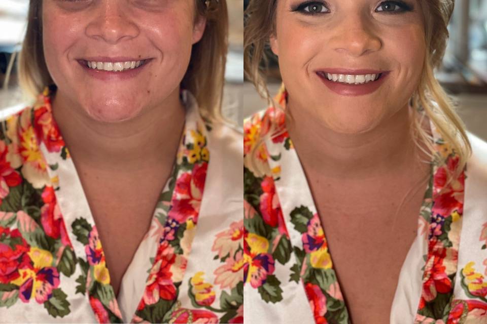 Before + after makeup