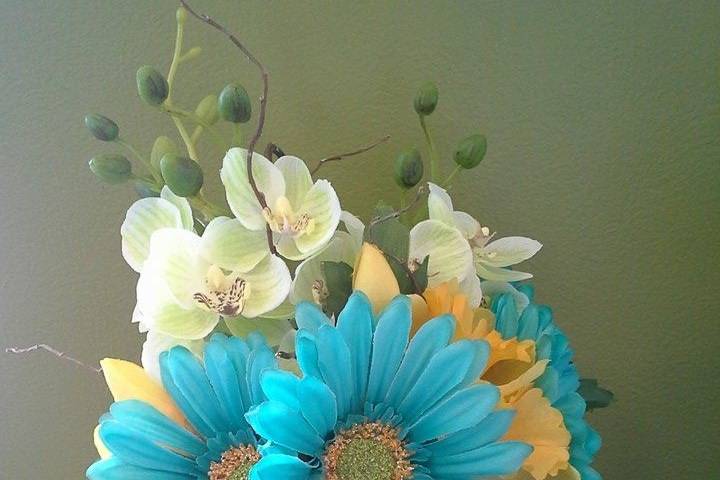 Blue and white floral arrangement