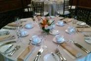 Table setting with floral centerpiece