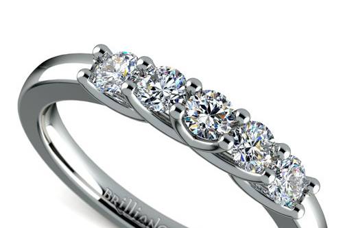Trellis Five Diamond Wedding Ring in White Gold