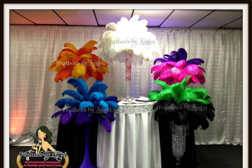 Feathers By Angel-Rent Ostrich Feather Centerpieces