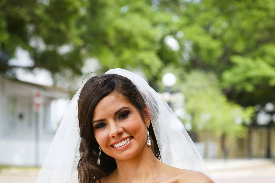 The bride holding her bouquet