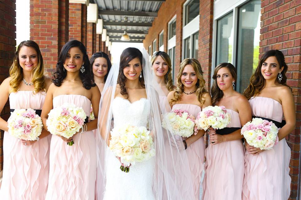 Bride and her bridesmaids