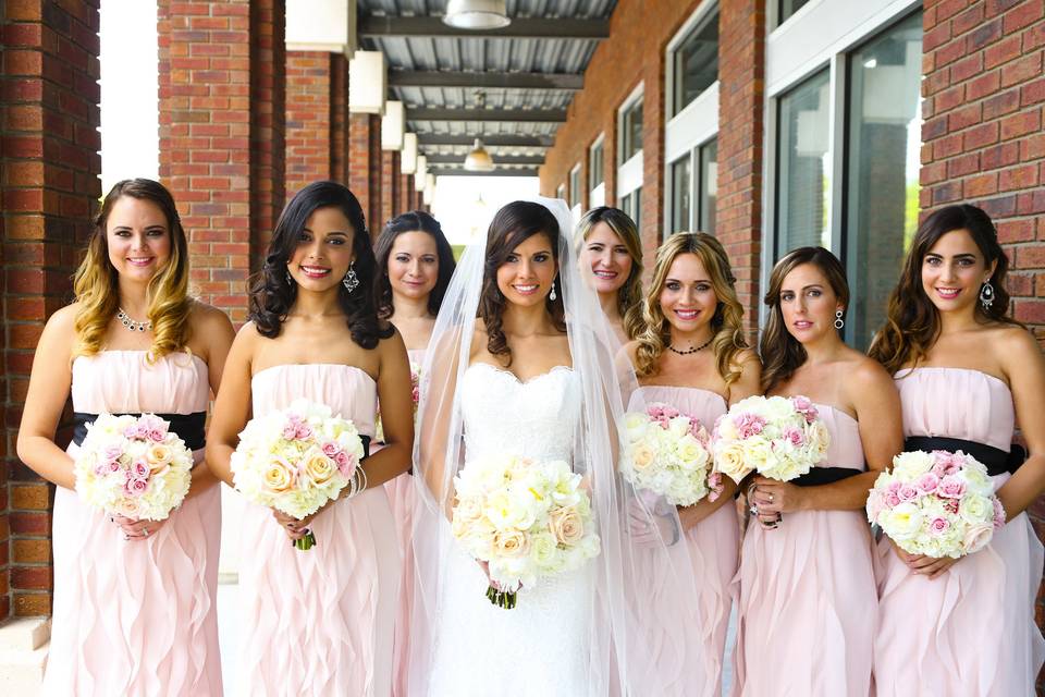 Bride and her bridesmaids