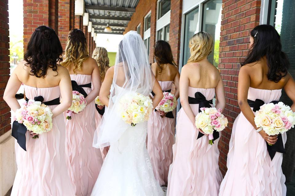 Bride and her bridesmaids