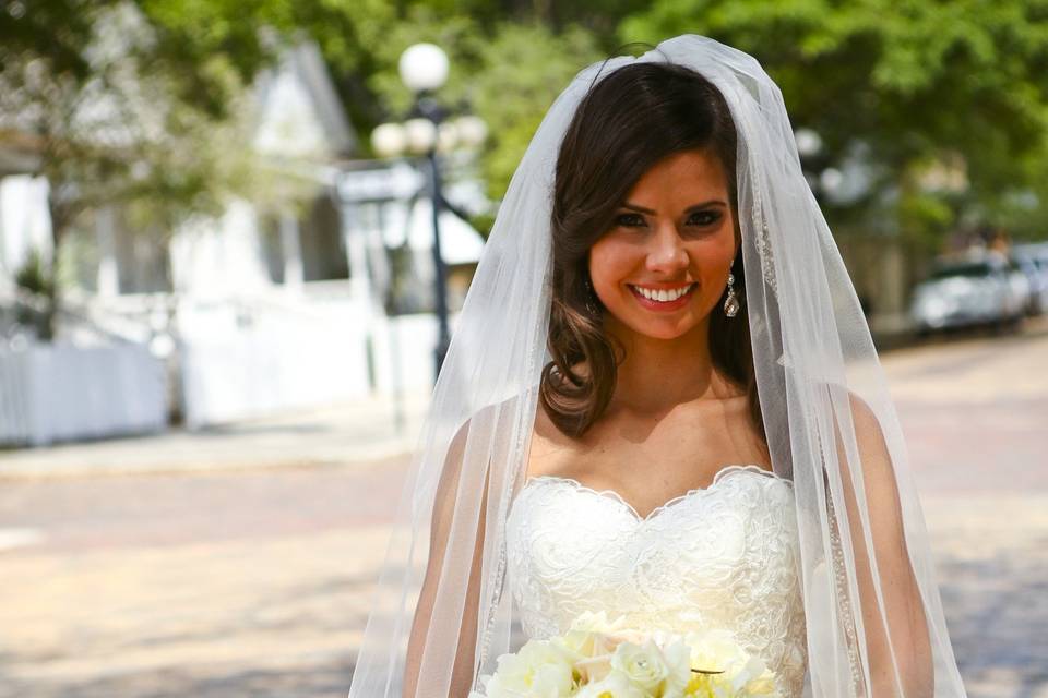 The bride holding her bouquet