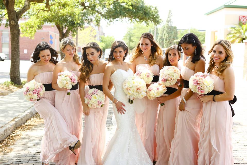 Bride and her bridesmaids