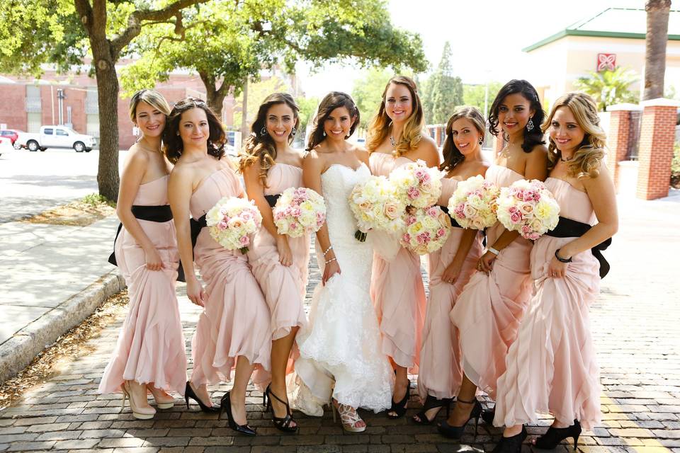 Bride and her bridesmaids