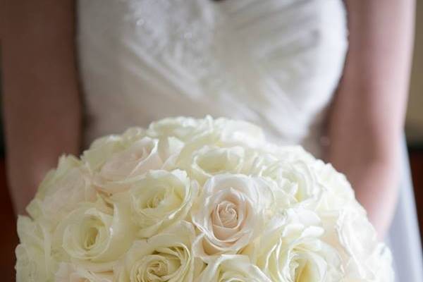 The bride holding her bouquet