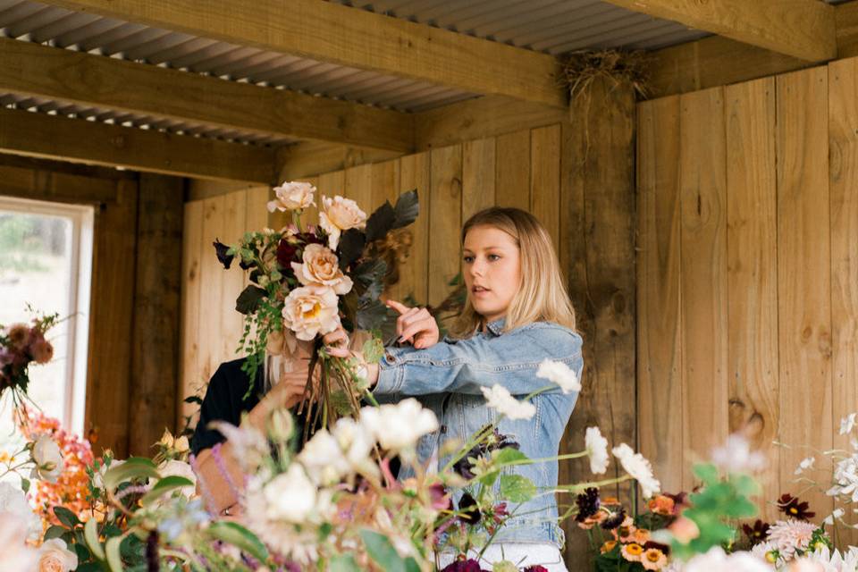 Arranging flowers