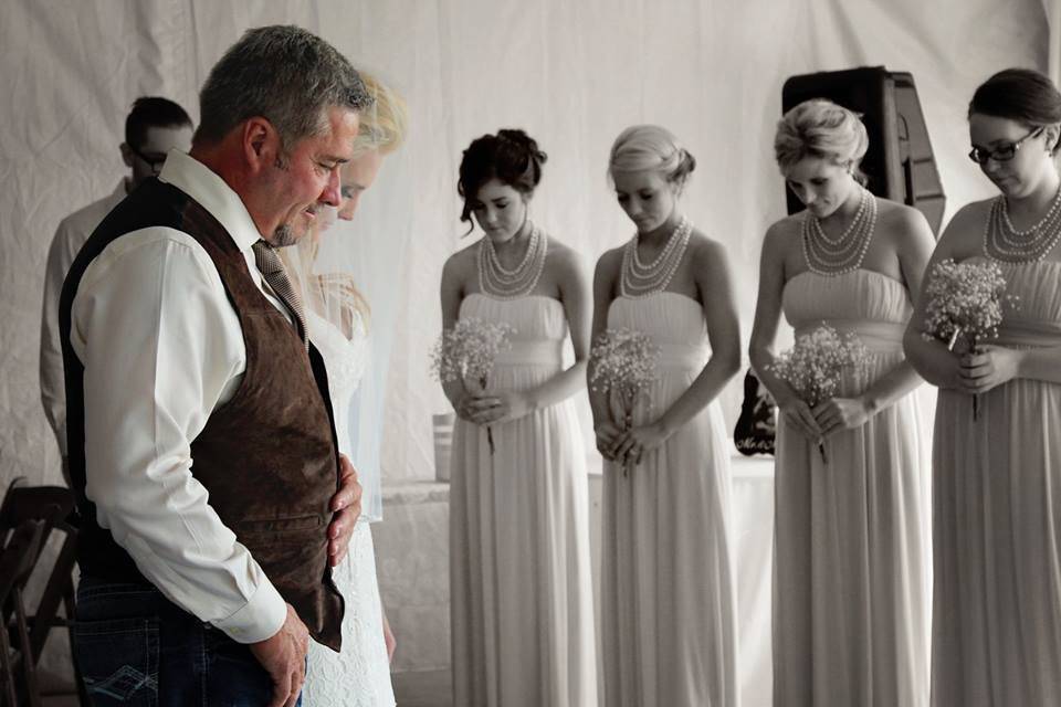 The bride with her bridesmaids