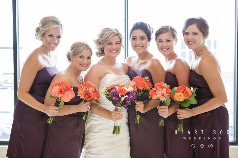 The bride with her bridesmaids