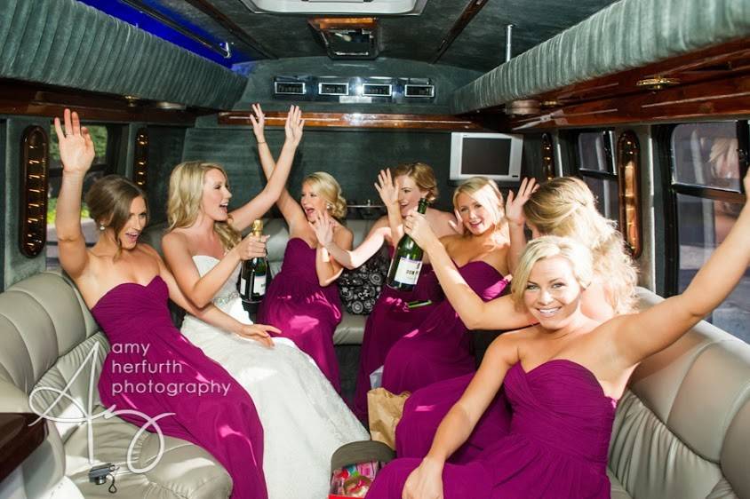 The bride with her bridesmaids