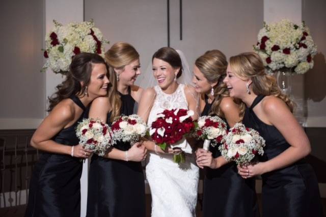 The bride with her bridesmaids