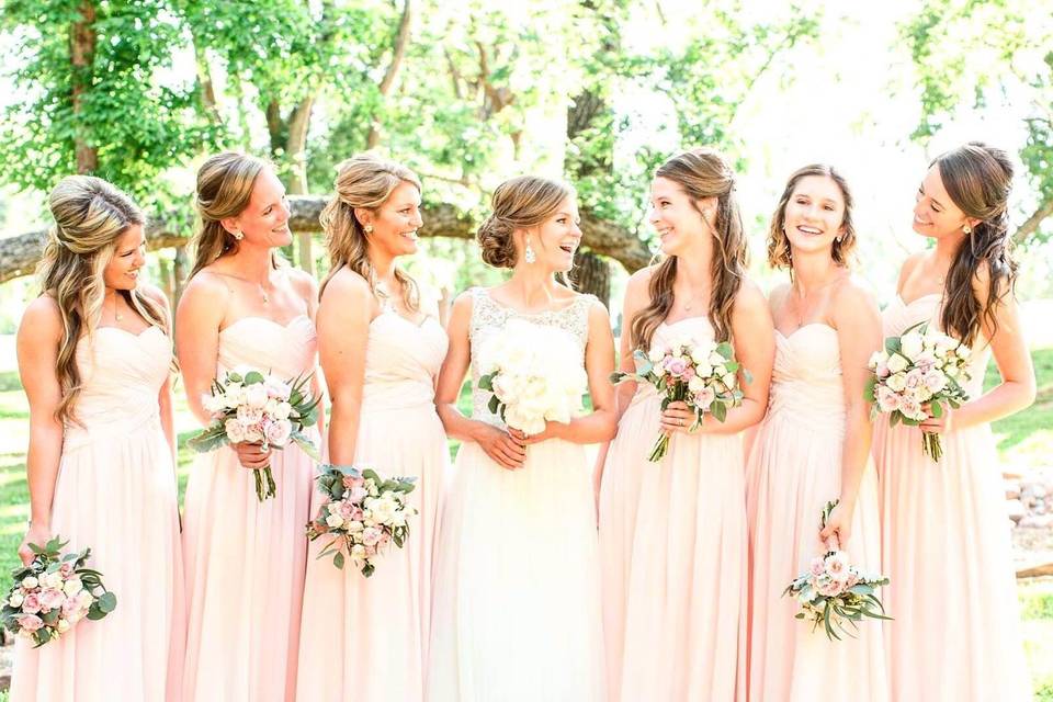 The bride with her bridesmaids