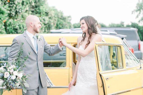 The newlyweds arriving