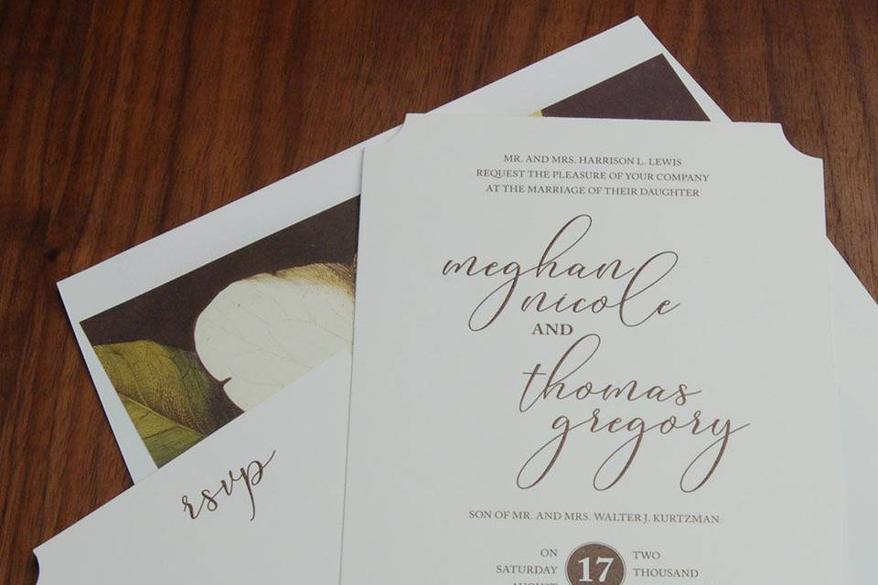 Diecut invite, beautiful fonts and layout