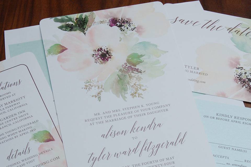 Soft, beautiful floral invite