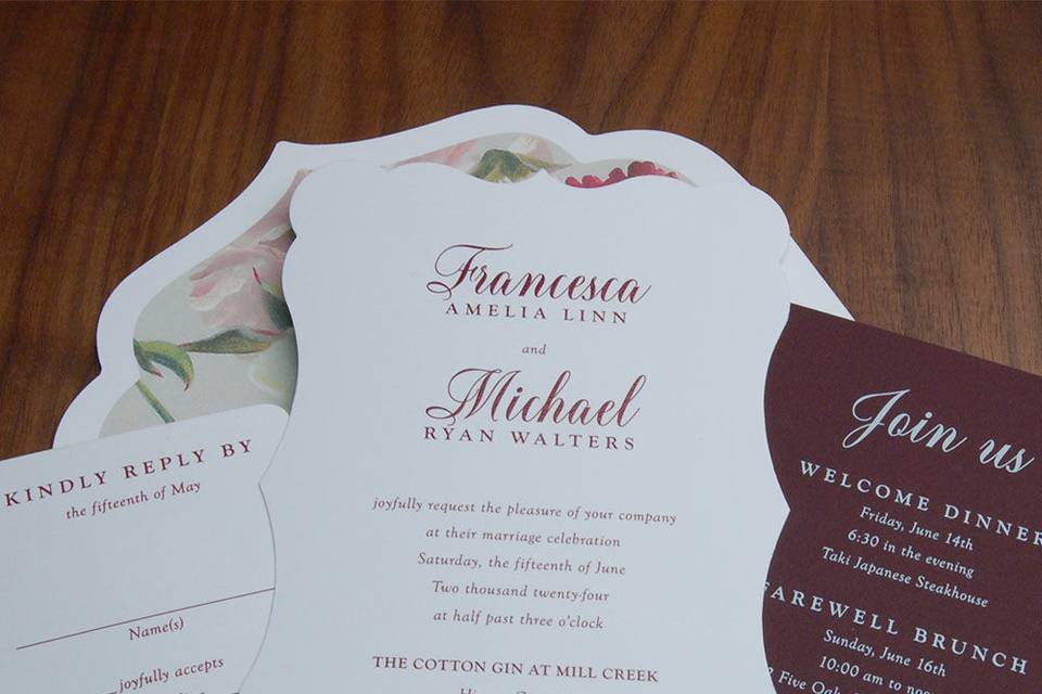 Diecut wedding invite and gorgeous matching envelope