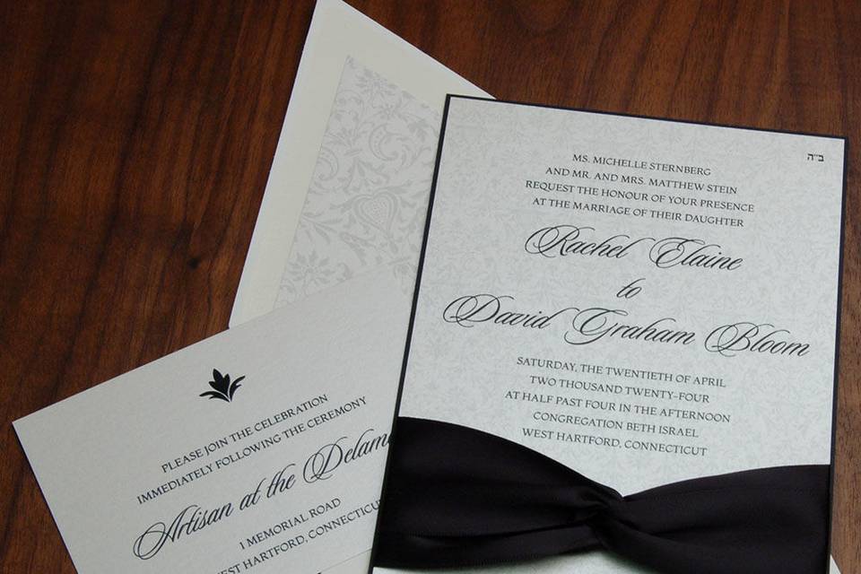 Black and white elegant wedding invite