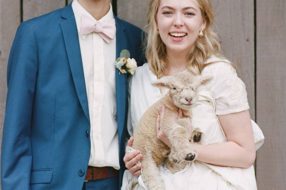 Couple and their lamb
