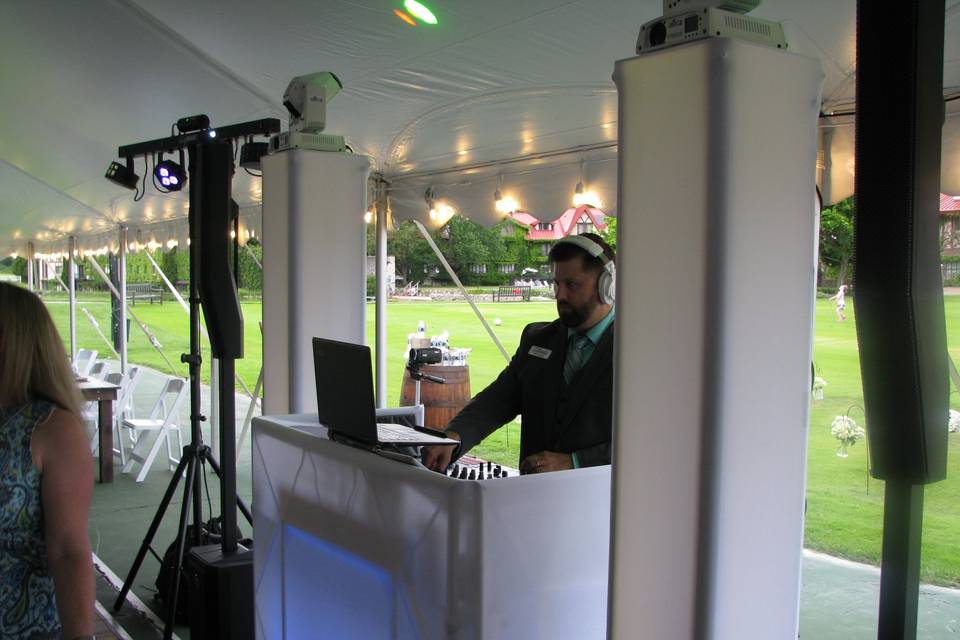 Tom getting ready to MC/DJ