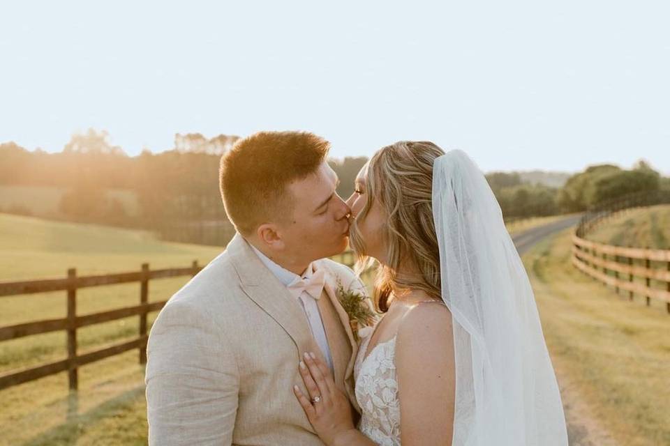 Couple kissing in the road