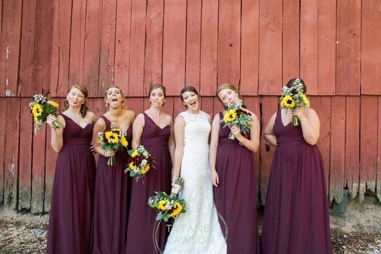 The bride with the bridesmaids