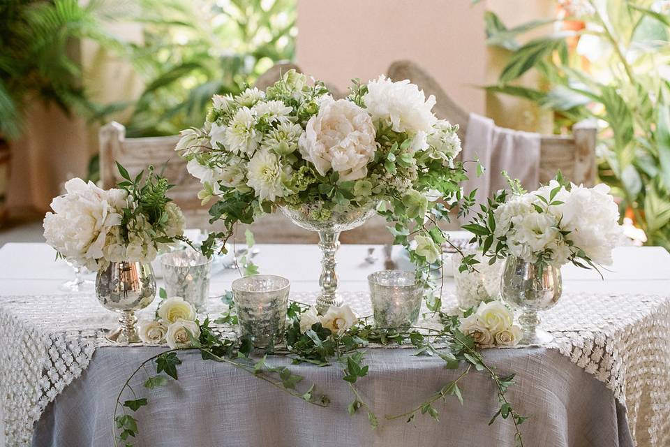 Green and white flowers