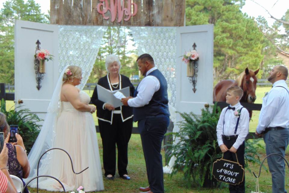 Ceremony overlooking pastures