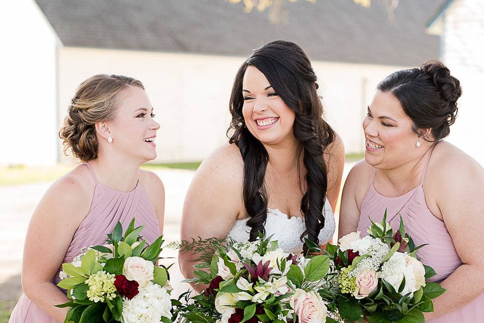 Bride with bridesmaids