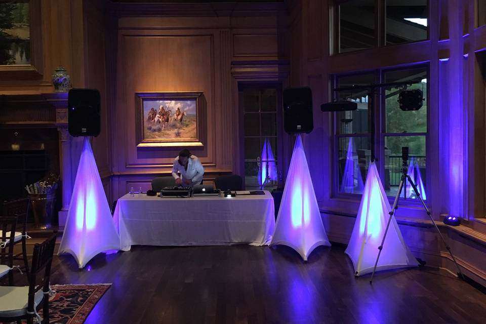 DJ booth and lights