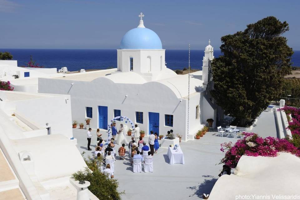 Civil ceremony at Aghios Artemios, Santorini