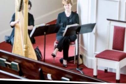 Gorgeous church wedding with laura byrne's flute & harp duo and singer at zebulon baptist.