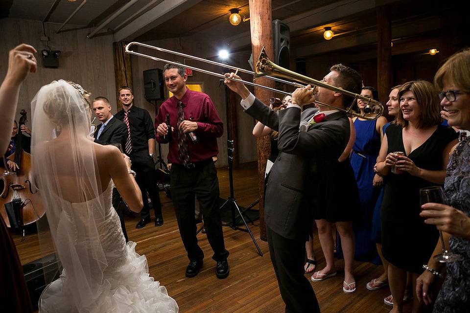 Trombonist and bandleader Sean Nelson at a wedding in Niantic, CT