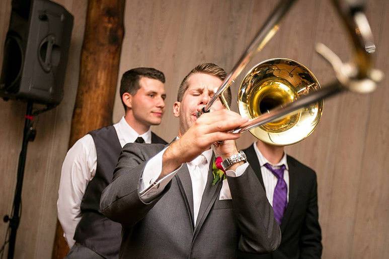 Trombonist and bandleader Sean Nelson at a wedding in Niantic, CT