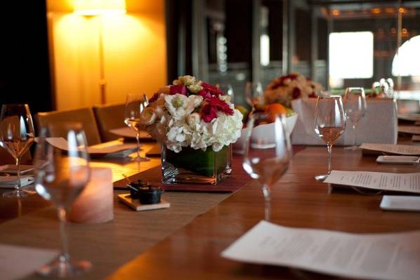 Centerpieces for wedding at Citizen Hotel's Banquet Room.