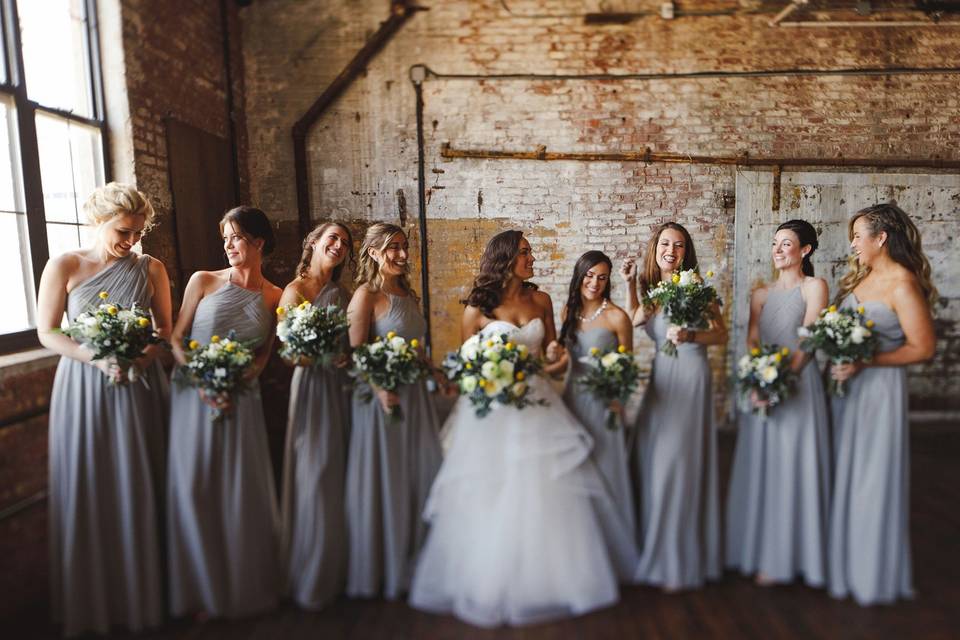 Wedding party and their bouquets