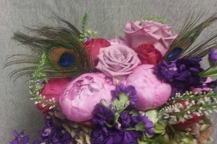 Pink and purple flower arrangement