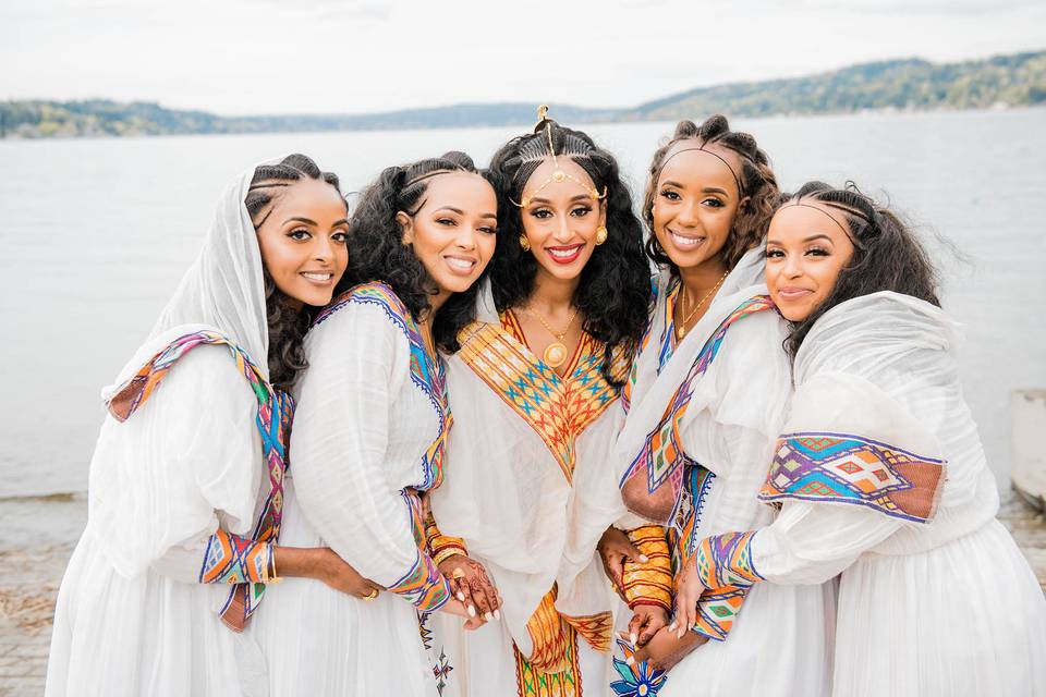 Eritrean bride and bridesmaids