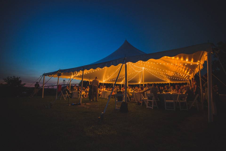 Reception tent lighting