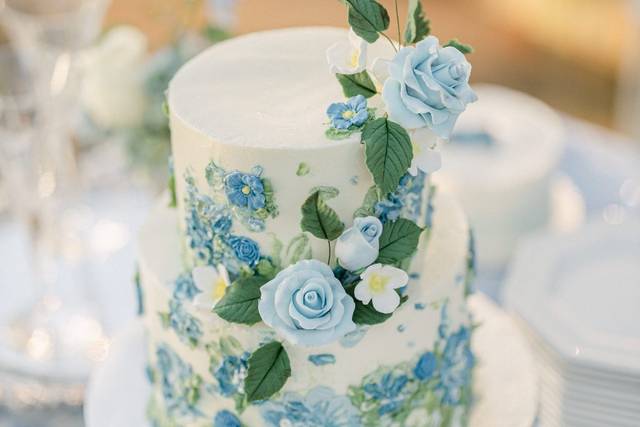 Blue Floral Painted Cake