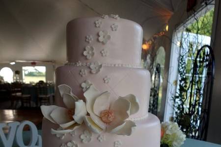 Black cake with flowers